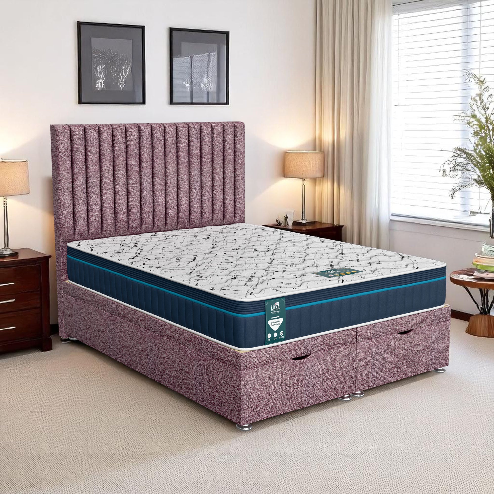 Wool Wiliam Oxford Ottoman - Lilac Wool, Double 135 x 190 cm