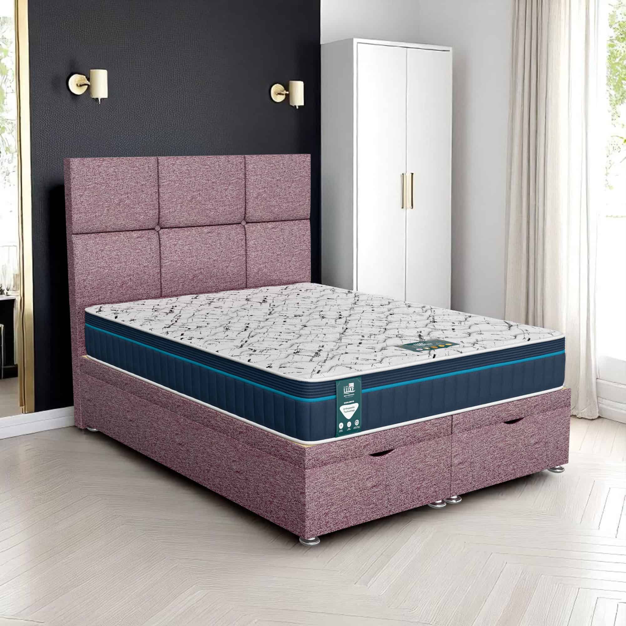Wool Square Panel Ottoman - Lilac Wool, Euro Queen 160 x 200 cm