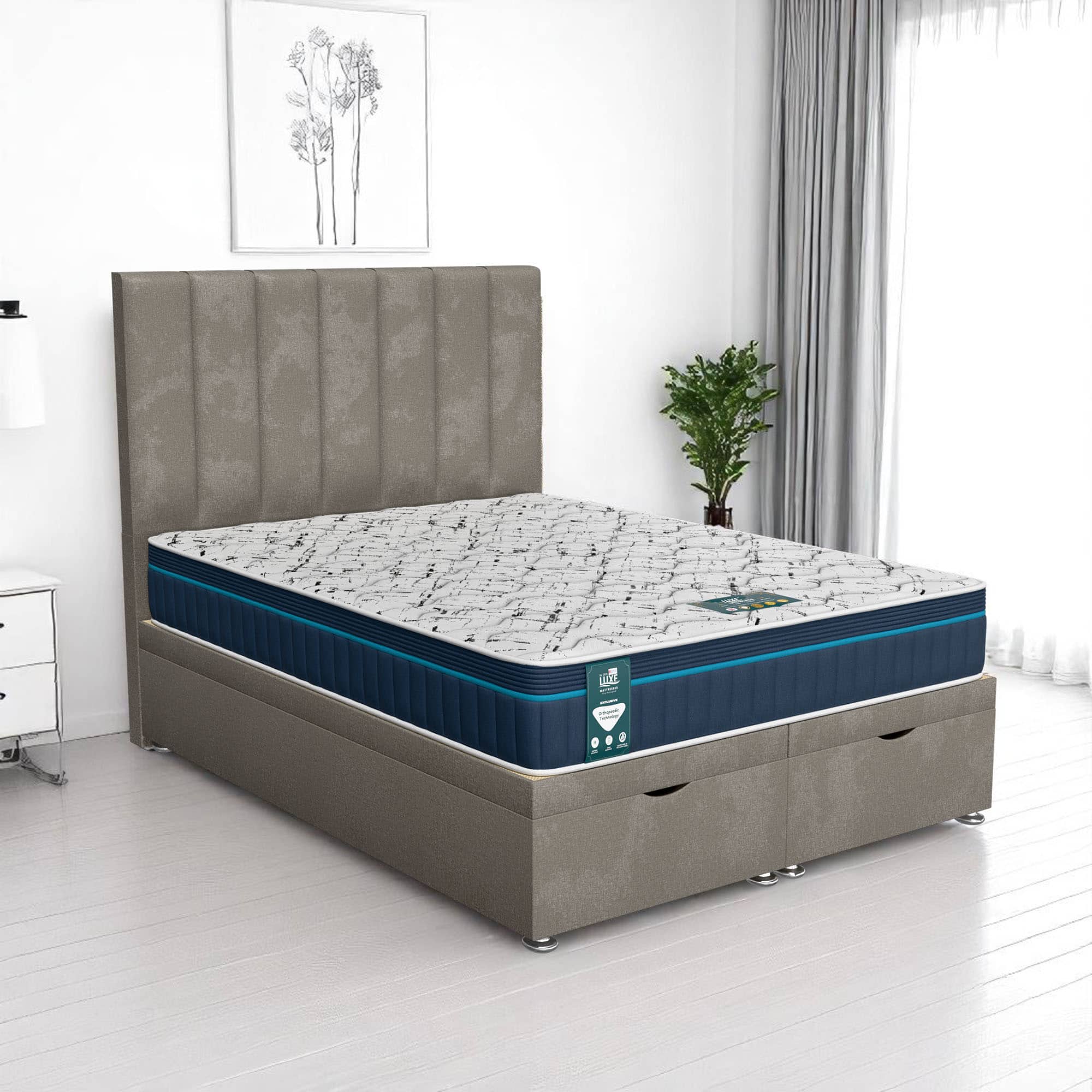 Milan Wing Back Ottoman - Milan Silver, Single 90 x 190 cm