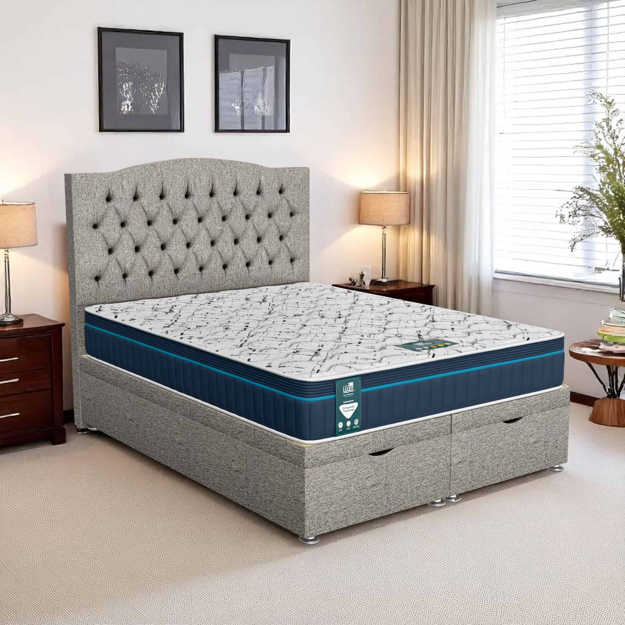 Napples Tufted Ottoman - Naples Cream, Queen Size 120 x 190cm (Small Double)