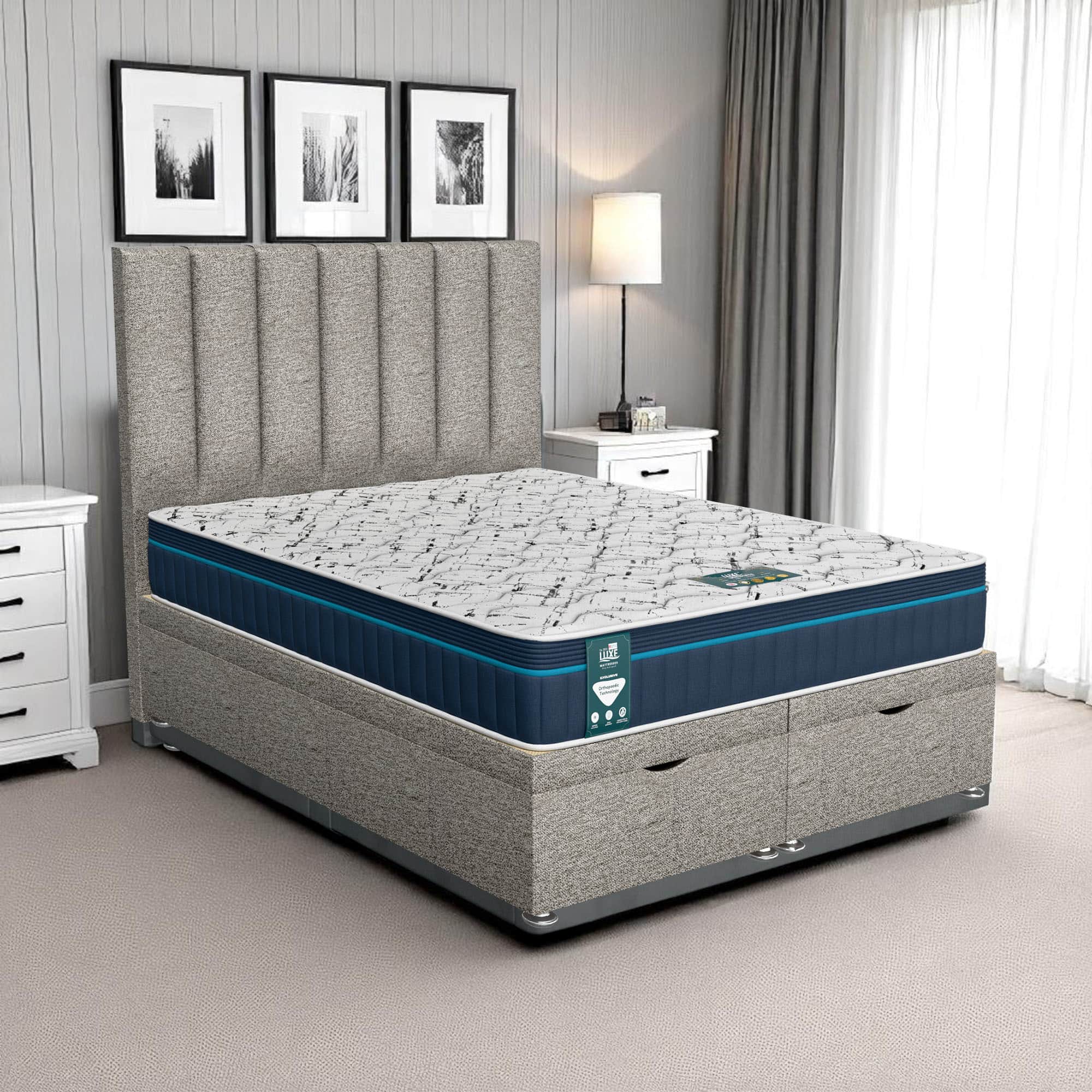 Napples Wing Back Ottoman - Naples Cream, Euro Queen 160 x 200 cm