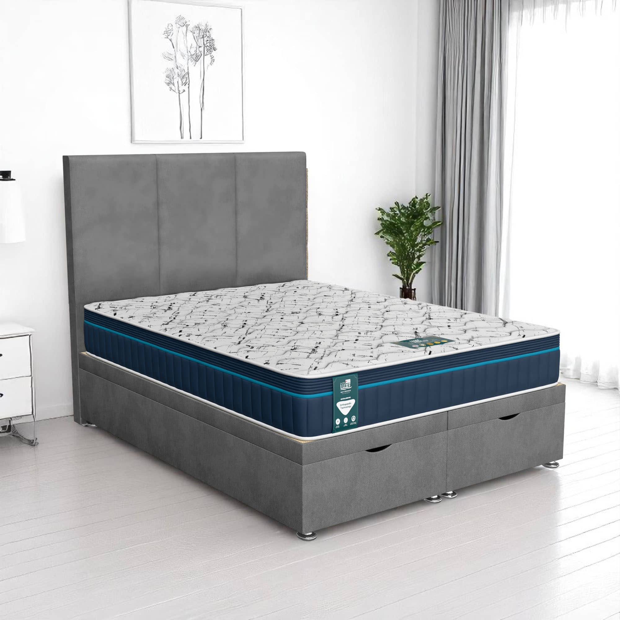 Venice Panel Ottoman-Dark - Venice Grey, Double 135 x 190 cm