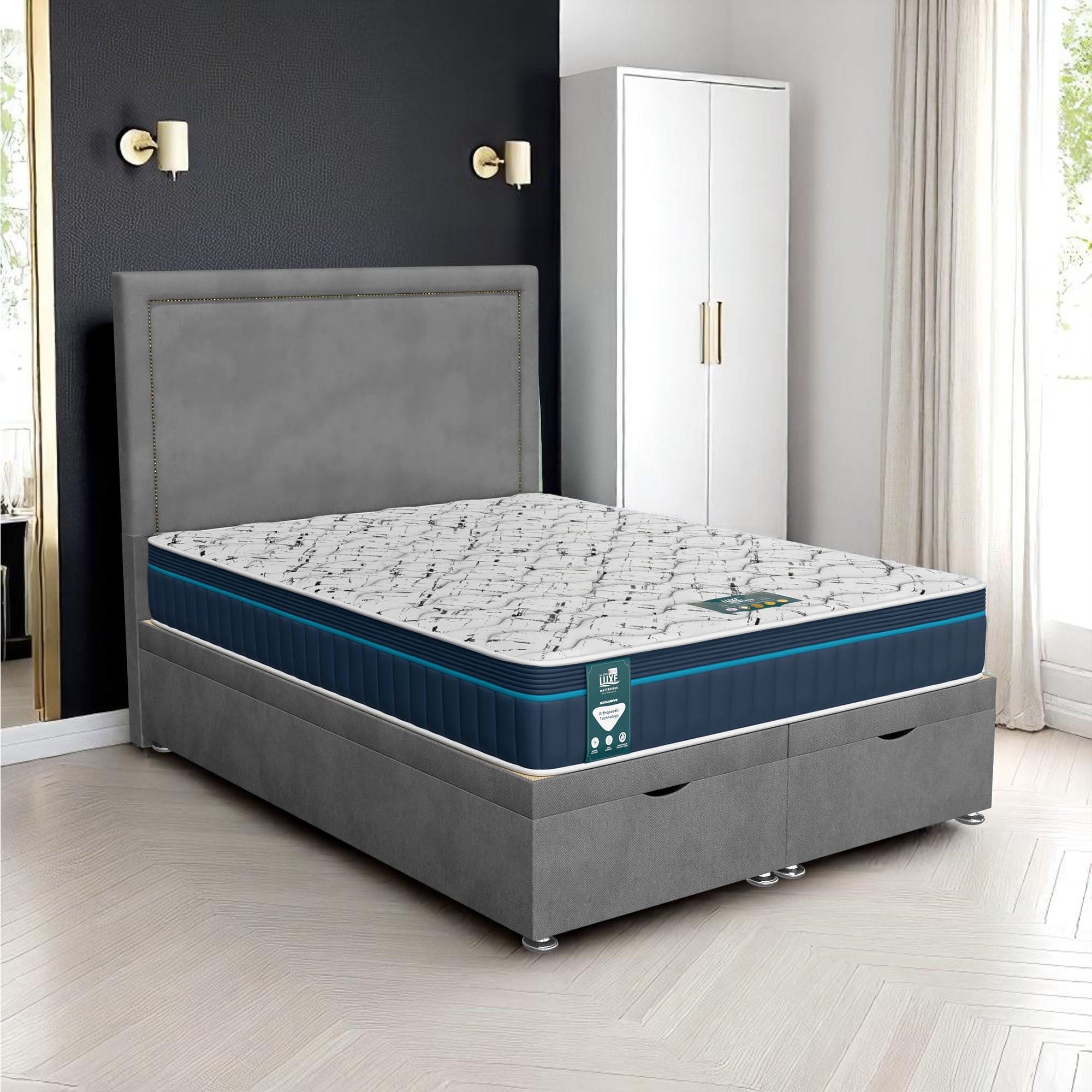 Venice Charlie Senden Ottoman-Dark - Venice Grey, Single 90 x 190 cm