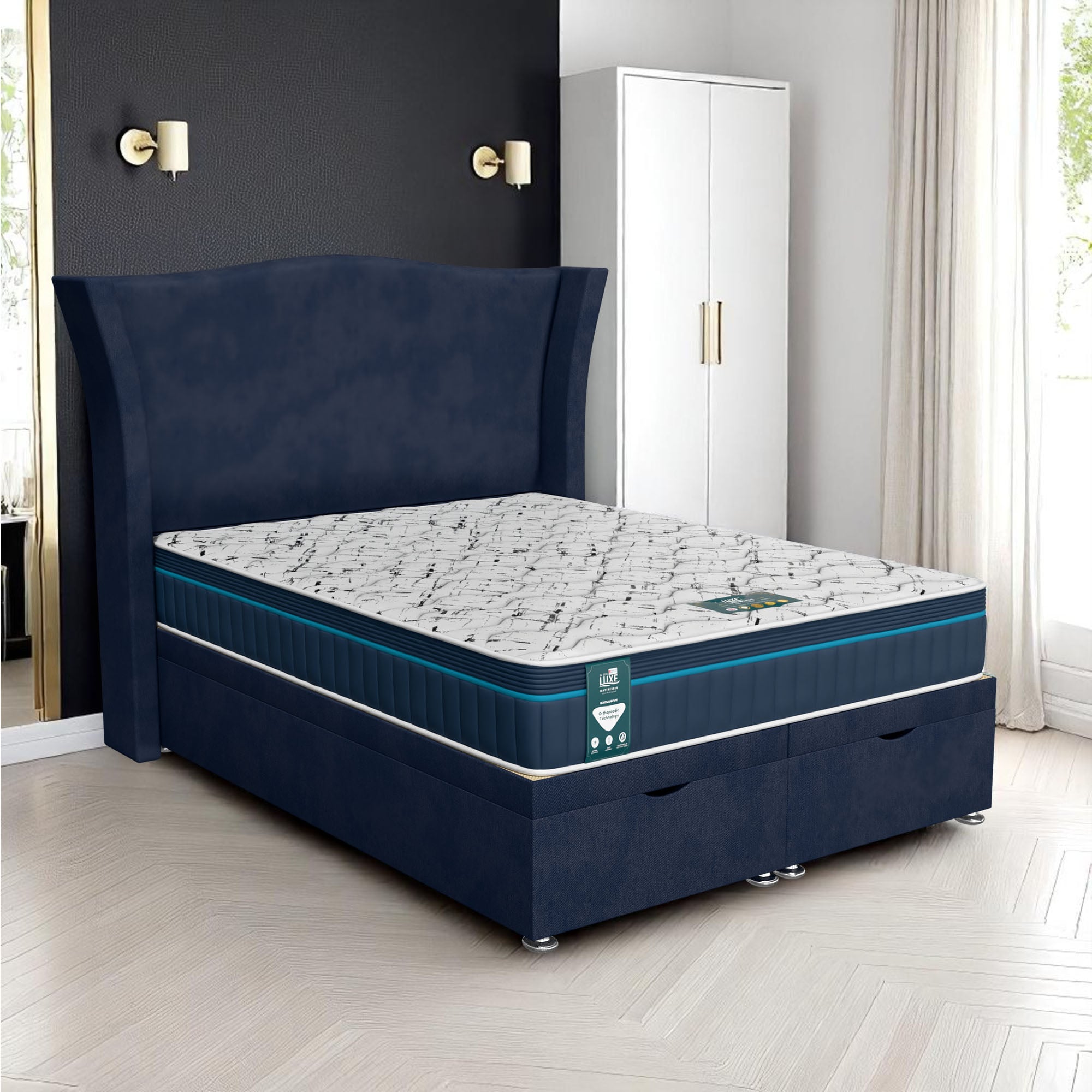 Venice Maxcoil Ottoman-Dark - Venice Marine, King Size 150 x 200 cm