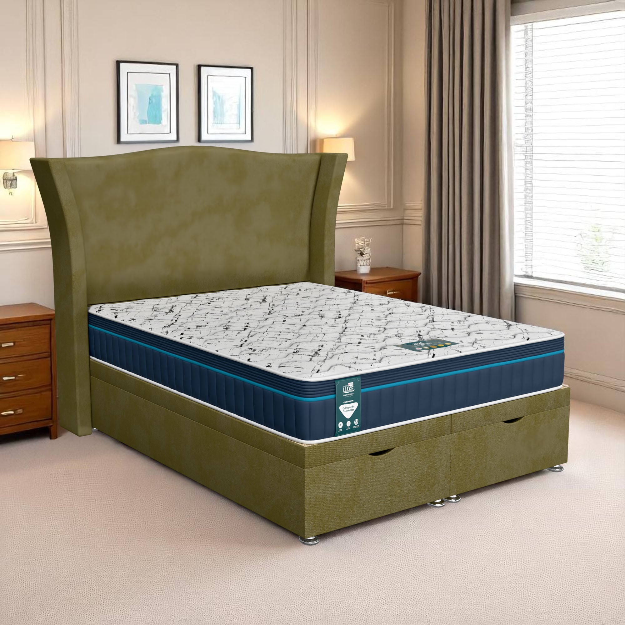 Venice Maxcoil Ottoman-Dark - Venice Olive, King Size 150 x 200 cm