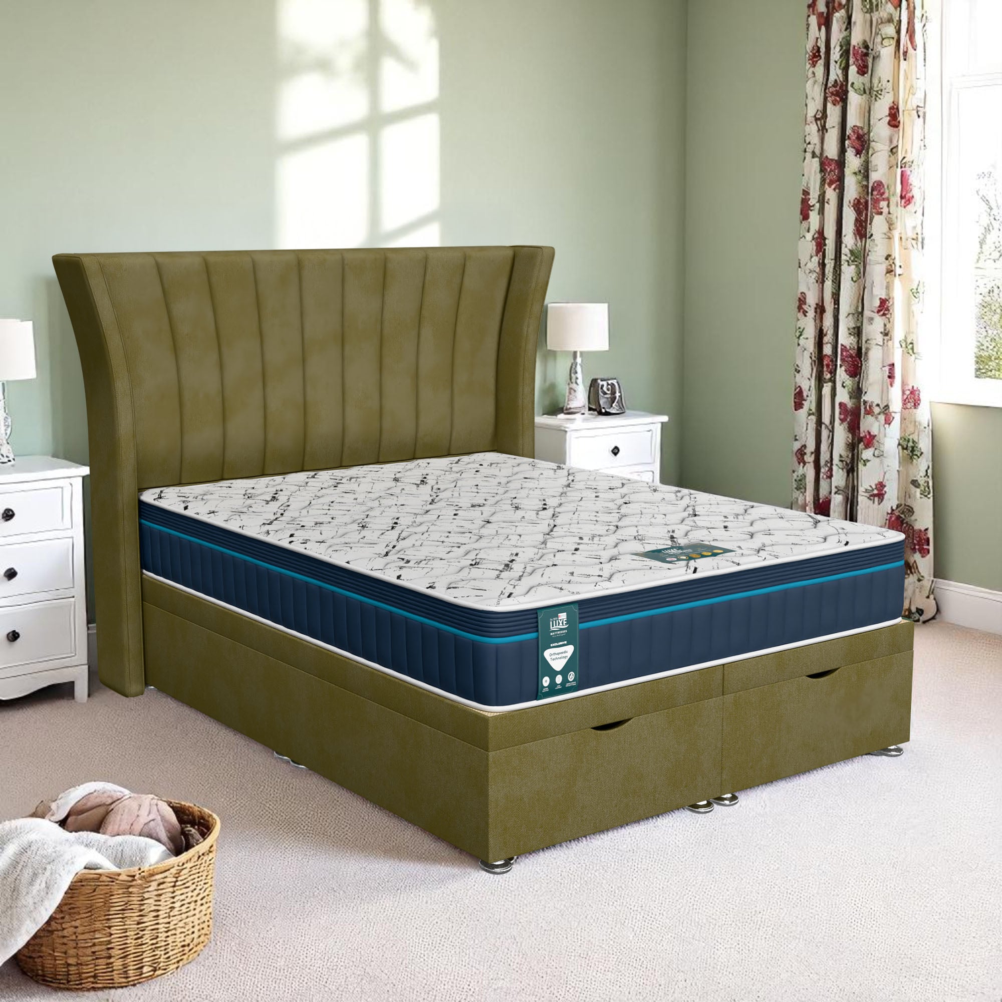 Venice Polar Super Ottoman-Dark - Venice Olive, Queen Size 120 x 190cm (Small Double)