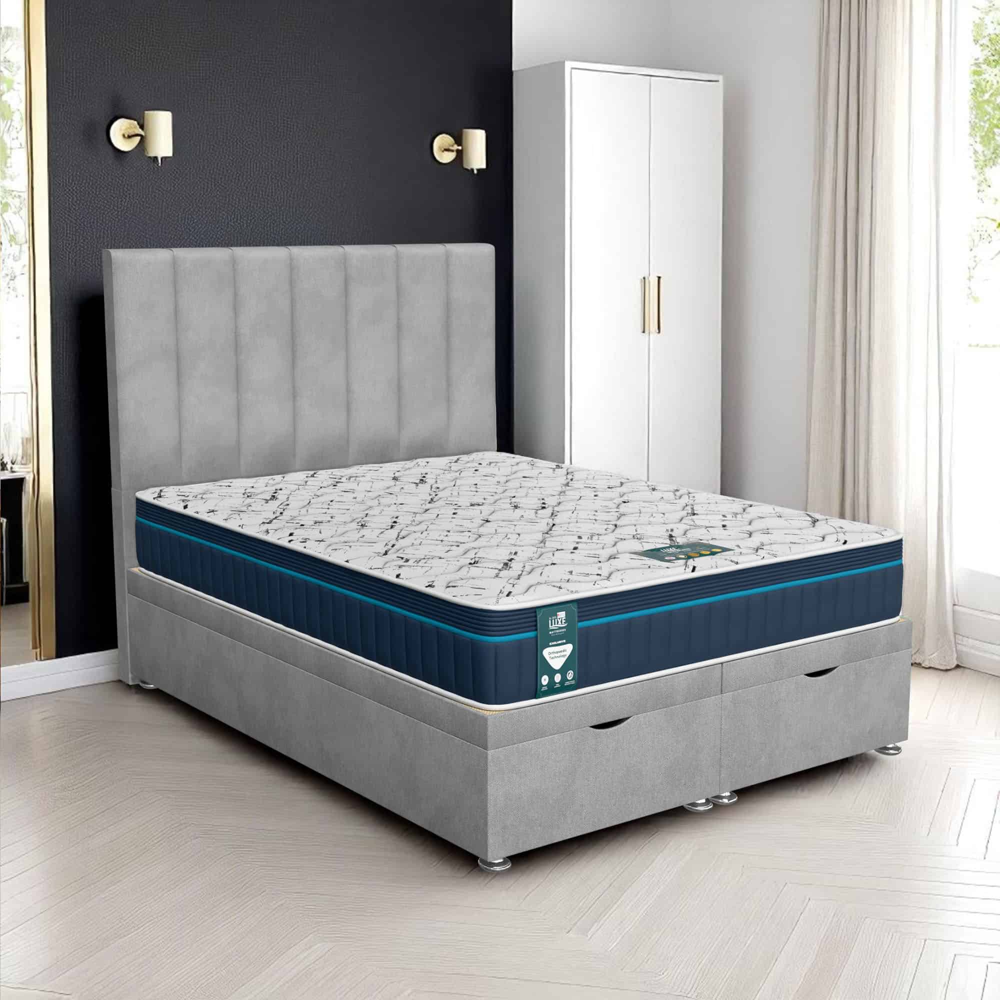 Venice Wing Back Ottoman - Venice Silver, Single 90 x 190 cm